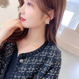 2025 retro celebrity elegant temperament flower stud earrings high-end earrings women's s925 silver needle zircon earrings wholesale