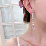 2025 Super flash square zircon long fringed earrings light luxury niche super fairy temperament earrings s925 silver needle fashion earrings