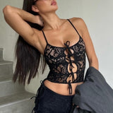 style popular new sexy lace-up lace perspective small suspender small vest tube top wholesale women's top