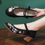 kamames New Chinese Style Light National Style High Heel Soft Bottom Cheongsam Shoes Retro Old Beijing Embroidered Cotton Shoes Height Increasing Ancient Style Han Chinese Clothing Shoes