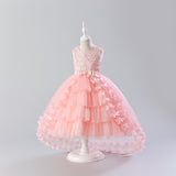 Kamames  In Stock Children's Evening Dress Girls' Western Style Puffy Gauze Princess Dress Flower Girl's Wedding Girl's Trailing Dress European and American Style