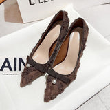 2025  Retro high heels women's stilettos popular new autumn versatile temperament comfortable women pointed head shallow mouth single shoes women