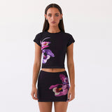women's clothing popular summer new short-sleeved printed hip skirt set women's high-end suit two-piece skirt set