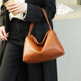 Fashion retro leather women's bag  style first layer vegetable tanned cowhide pillow bag New women's messenger bag handbag