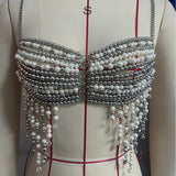 2025 Q5034Y  vest fashion beaded Bra neck top small vest body chain chest chain real shot