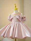 Kamames  Dresses of Bride Fellow Kids  New Girl Princess Dress Pink off-Shoulder Pettiskirt Host Costume for Piano Performance