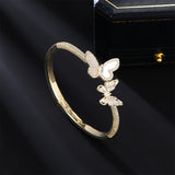 2025 High-end natural fritillary butterfly bracelet inlaid with zircon light luxury fashion versatile women's niche open jewelry wholesale