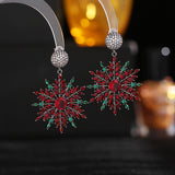 2025 style crowdwork color zircon earrings wholesale elegant fashion temperament light luxury high sense Christmas snowflake earrings