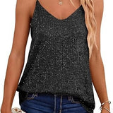 KAMAMES 2025 popular  new   new loose sequins V-neck sleeveless casual sequins deep V suspenders