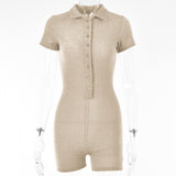 2025 eBay hot-selling  summer new onesie sexy small lapel cardigan single-breasted shorts onesie