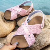 KAMAMES 024 Summer New Stylish Sandals Slippers Two-Way Wear Flat Bottom Comfort Casual Cork Boys and Girls Shoes