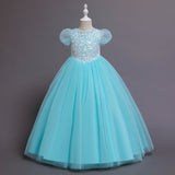 Kamames  Autumn New Girl Princess Children's Dress Color Mesh Costume for Piano Performance Baby Birthday Catwalk Puffy