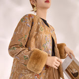 Guofeng New  Autumn and Winter New Chinese Embroidery Sequins Temperament Design Rabbit Hair Sleeves Cotton Jacket Women's MX102