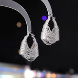 2025 Niche design sense fashion bag chain fringed ear buckle earrings high sense catwalk fashion atmosphere light luxury earrings