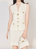 2025 Linen set, sleeveless vest top, heavy industry button-up Tencel wide-leg pants, shorts, commuter n two-piece set