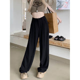 kamames Summer New High Waist Drooping Wine Red Wide-Leg Suit Pants Women's Straight-Leg Pants High-Grade Loose Figure Flattering Mopping Pants