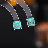 2025 S925 silver needle earrings geometric square zircon earrings niche design temperament versatile small square diamond simple stud earrings
