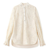 Spring national style lace design shirt women's  new Chinese retro lace stand-up collar long-sleeved top MZ060