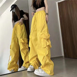 kamames NEWn Retro Overalls Women's  Summer High Waist Straight Wide-Leg Pants Loose Design Casual Mopping Trousers