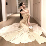 2025 Fine sequined fishtail evening dress  sexy neck toast dress high-end dressing gown temperament celebrity banquet dress