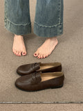 2025  loafers women's thick heel British style small leather shoes popular spring and autumn round head black work shoes high heels