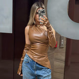 New PU leather vest women's clothing popular new street hipster sleeveless diagonal collar plus sleeve top women's wholesale