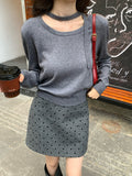 2025 Thirteen Lines popular Autumn and Winter New Raccoon Fleece Elegant Neck Knitted Sweater Versatile Sweater Women 25197