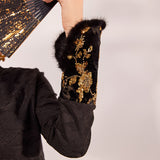 Autumn high-end new Chinese shirt  new national style embroidery cuffs gold splicing design top LZ808G