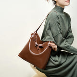 KAMAMES 2025 New leather oil wax tote bag women's bag, large-capacity shoulder bag commuter armpit bag work original design
