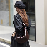KAMAMES 2025 Croissant popular New Large Croissant Bag Leather Versatile Women's Bag Commuter Large Capacity Shoulder Crossbody Bag Dumpling Bag