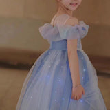 Kamames  Princess Elsa Dress Girls Dress Summer  New Kids' Skirt Summer Baby Suit