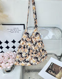 KAMAMES South Korea Dongdaemun Leopard Print Floral Canvas Bag Female Ins Xiaohongshu Same Style Printed Shoulder Bag Student Canvas Female