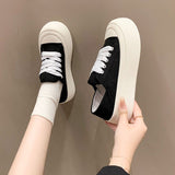 kamames Niche Design All-Match Super Hot White Shoes for Women  Spring and Autumn New Hong Kong Style Thick Bottom Height Increasing Canvas Shoes Two-Way Wear