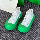 kamames New Summer Men and Women BA. Bv Mickey White Shoes Big Toe High Top Canvas Shoes All-Matching Platform Height Increasing Shoes