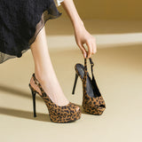 2025 1688-C Sexy temperament Fish mouth thin heel high heel empty sandals women's not tired feet waterproof table suede high heels