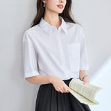 Cotton cocoon, white short-sleeved shirt women's summer  new commuter versatile Korean version white shirt casual versatile