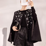 Autumn and winter high-end Xiaoxiangfeng heavy industry bead jacket  new loose temperament celebrity cape women L9115