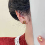 925 Silver Needle Earrings Retro Red Windmill Stud Earrings Women's popular New Popular Unique Design High-end Versatility