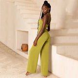 2025 ins hot-selling autumn and summer new jumpsuit women street shot sexy Internet celebrity backless chest neck straight pants