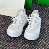 kamames New Summer Men and Women BA. Bv Mickey White Shoes Big Toe High Top Canvas Shoes All-Matching Platform Height Increasing Shoes