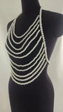 2025 120138  hot-selling vest fashionable and exquisite multi-layer wavy fringe chain neck pearl chain top body chain