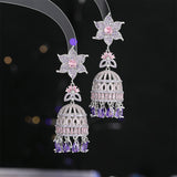 2025 Heavy Industry Vintage  Earrings High-end Zircon Three-dimensional Wind Chime Earrings S925 Silver Needle Luxury Dinner Accessories Women
