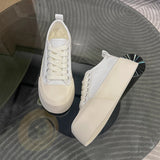 kamames Liu Yiyi Same Shoes Women's  Spring and Summer New Thick Bottom Increased Low Top Big Head Casual Canvas Shoes White Shoes