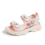 KAMAMES Princess Sandals for Girls Summer New Polyurethane Soft-Soled Velcro Little Girl's Shoes Open Toe Cartoon Beach Shoes