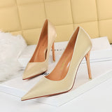 2025 1829-12  style sexy and thin thin heel super high heel satin high heel light mouth pointed high heel shoes women's single shoes