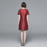 Popularan station new celebrity temperament light luxury dress heavy industry jacquard letter rabbit slim and thin dress