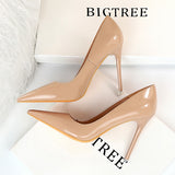 2025 9511-6  style fashionable simple thin heel super high heel patent leather shallow mouth pointed head sexy nightclub showing thin women's single shoes