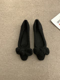 2025  retro flat-soled single shoes women's autumn and winter new outer wear warm plush shoes big bow plush cotton shoes