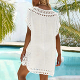 2025Popular,  popular summer new beach skirt women solid color sexy hollow beach bikini swimsuit blouse sunscreen clothing