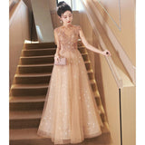Evening dress women's banquet temperament light luxury niche style  New sense host princess dress bar mitzvah girl